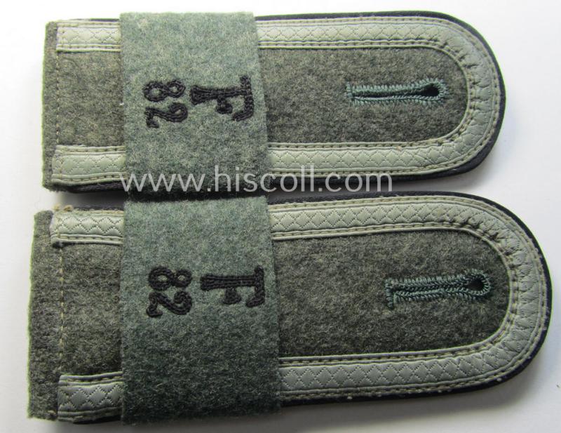 Pair of early- (ie. mid-war-) period WH (Heeres), 'M40'- (ie. 'M43-) pattern 'cyphered' NCO-type shoulderstraps (with 'Überschuben'!): 'Uffz. u. Mitglied des Festungsbau-Batallions 82'