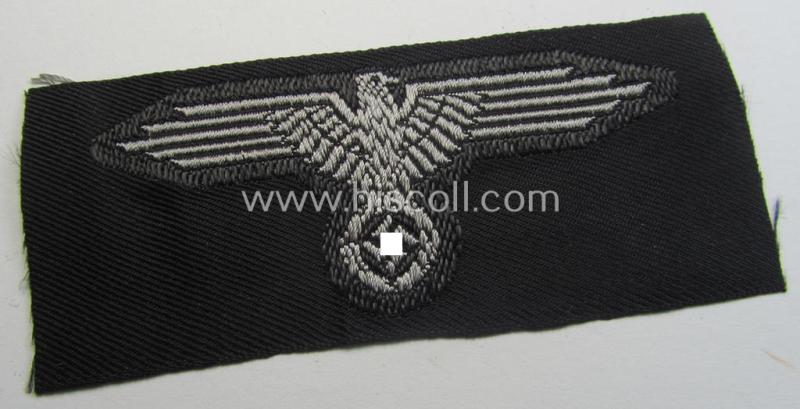 Mid- (ie. later-) war-pattern 'Waffen-SS'-type so-called: 'BeVo'-pattern, EM- (ie. NCO-) type side-cap eagle that comes in a never used- (ie. unconfectioned and 'virtually mint- ie. unissued'-), condition
