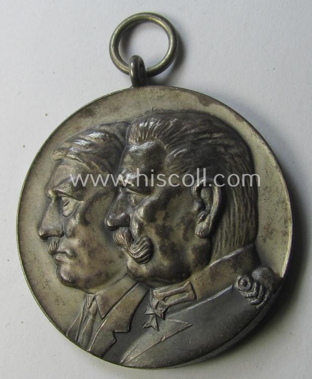 Attractive - and surely unusually found! - silver-toned 'Bahnschutz'- (ie. railway-protection-service-) related commemorative shooting-contest medal entitled: 'Bahnschutz Landeswettschiessen - Göppingen - 2.Sept. 1934'