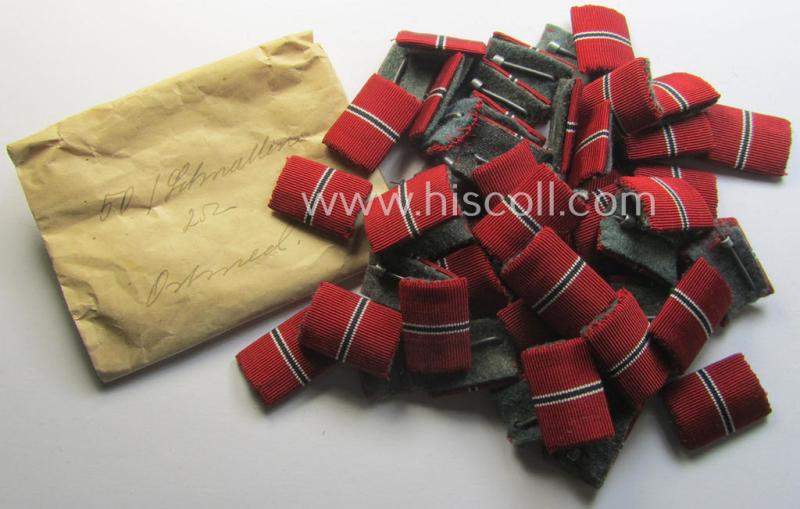 Neat - and simply never issued- nor worn! - single-pieced ribbon-bar (ie. 'Feld- o. Bandspange') as was intended for the: 'Ost'-medal (ie. 'Medaille Winterschlacht im Osten 1941-42')