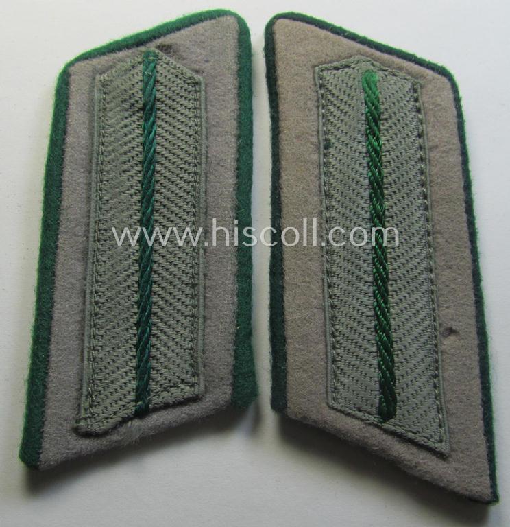 Neat - just moderately used albeit slightly mis-matched - pair of machine-embroidered, WH (Heeres) officers'-type collar-tabs (ie. 'Kragenspiegel') as was intended for an: 'Offizier und Beamter a.K. des mitteler Dienstes'