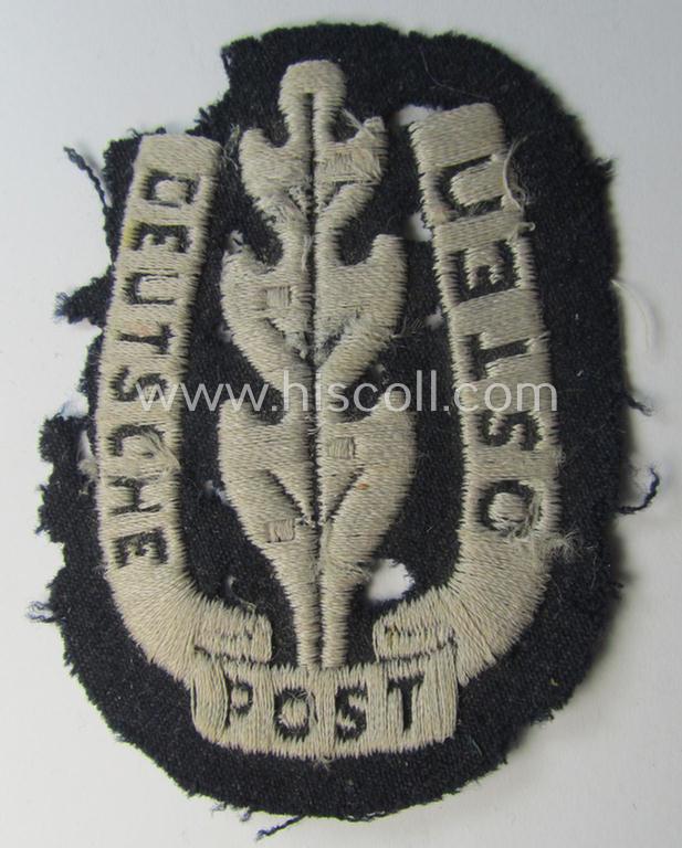 Unusual - truly used and actually scarcely seen! - example of a TR-period arm-insignia-piece as was specifically intended for usage by the various officials serving within: 'Deutsche Post Osten'-organisation