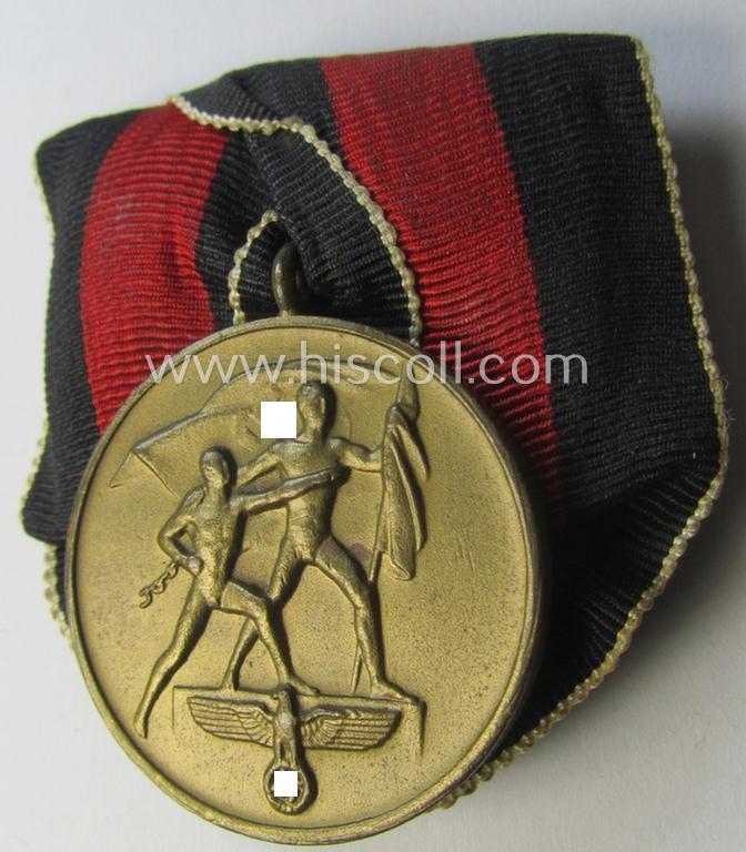 'Einzelspange' (ie. single-pieced medal-bar) showing a Czech 'Anschluss'- (ie. occupation-) medal: '1 October 1938'