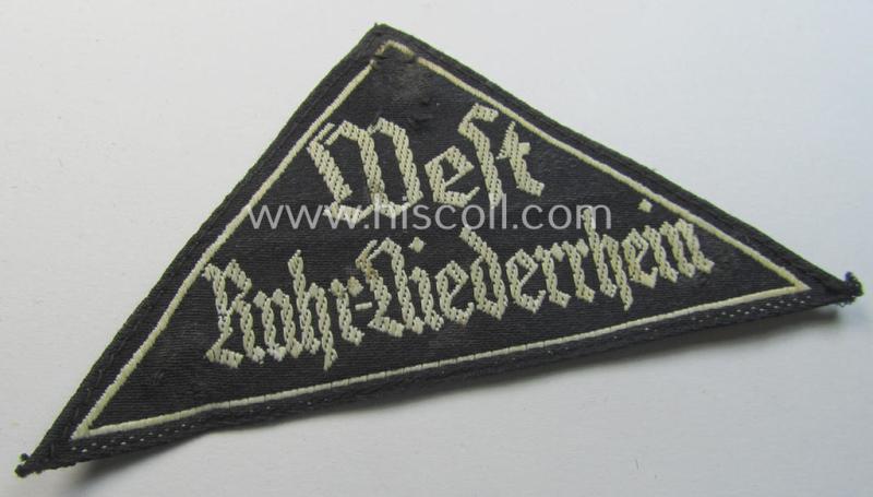'BDM' ('Bund Deutscher Mädel') district-triangle (ie. 'Gebietsdreieck') entitled: 'West Ruhr-Niederrhein'