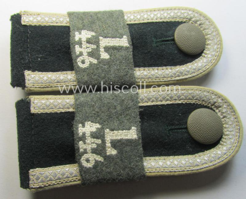 Pair of WH (Heeres) NCO-type shoulderstraps with its accompanying 'Überschube'-pair as intended for an: 'Uffz. des Landesschützen-Bataillon 446'