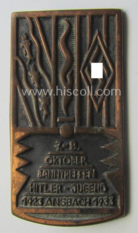 HJ ('Hitlerjugend') related 'tinnie': '7.-8. Oktober - Banntreffen Hitlerjugend - 1923 - Ansbach - 1933'