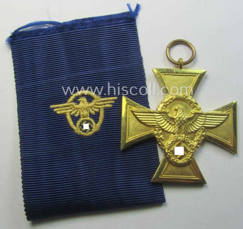 Golden-class, 'Pol.-Dienstauszeichnung 1. Stufe' that comes with its accompanying ribbon (ie. 'Bandabschnitt')