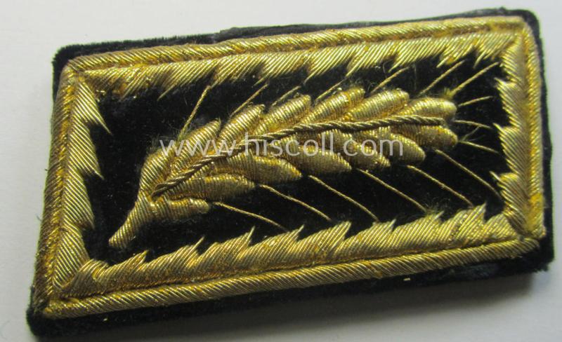 Single, RAD- (ie. 'Reichsarbeitsdienst') hand-embroidered, general-officers'-type collar-tab (of the 3rd pattern) as was intended for a high-ranked RAD-general-officer ('höhere Führer')