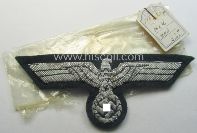 WH (Heeres) officers'-type, hand-embroidered breast-eagle (ie. 'Brustadler für Offiziere') that came stored in its period, 'Cellophan' pouch