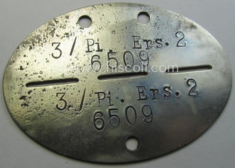 Aluminium-based, WH (Heeres) ie. 'Pioniere- o. Bau-Truppen'-related ID-disc: '3/Pi.Ers.2'