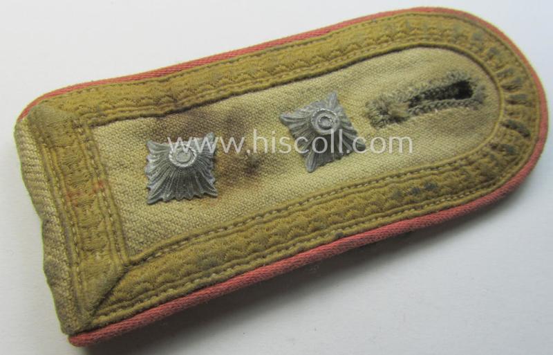 Single, WH (Heeres) 'tropical' NCO-type shoulderstrap: 'Oberfeldwebel der Panzer-Truppen'