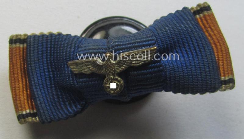 Two-pieced, WH (Heeres- o. KM-) related ribbon-bar (ie. 'Feld- o. Bandspange'): 'WH-DA 4. Stufe' and Austrian 'Anschluss'-medal onto its specific 'button-hole'-set-up