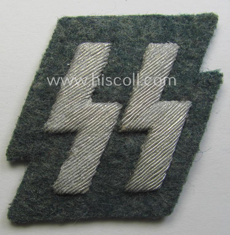 Hand-embroidered - and never tunic-attached! -: 'SS o. Schutzpolizei'-related officers-pattern, breast-runes (ie. 'SS-Runen Brustabzeichen für Offiziere der Schutzpolizei')