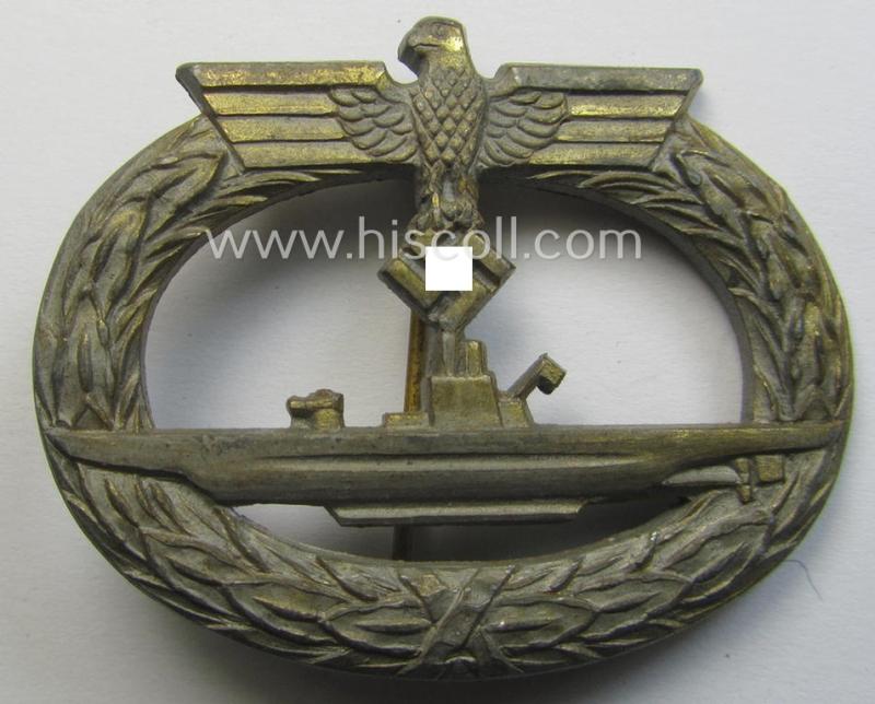 WH (Kriegsmarine), 'Feinzink'-based: 'U-Bootkriegsabzeichen' (or: U-boat war-badge) being a marker (ie. 'R.K.'-) marked example by the 'Rudolf Karneth'-company