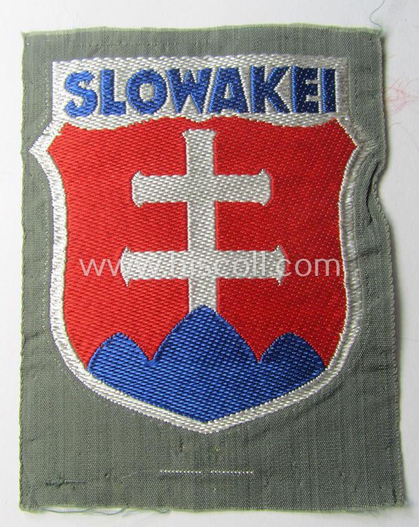 'BeVo'-type armshield entitled: 'Slowakei' (being a piece that was intended for a volunteer who served within the: 'Deutsche Wehrmacht' ie. within the: 'Slowakisches Legion')