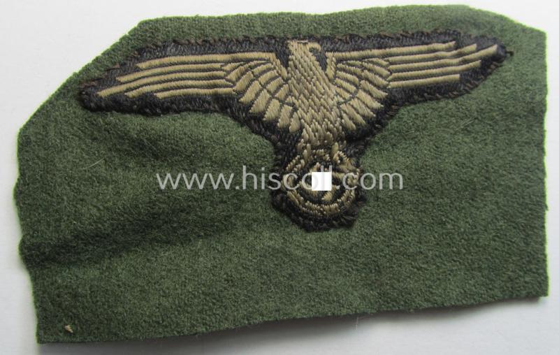 'Clearly cut-out of a tunic' example of an 'SS' (ie. 'Waffen-SS') EM/NCO-type arm-eagle in 'BeVo'-woven-pattern