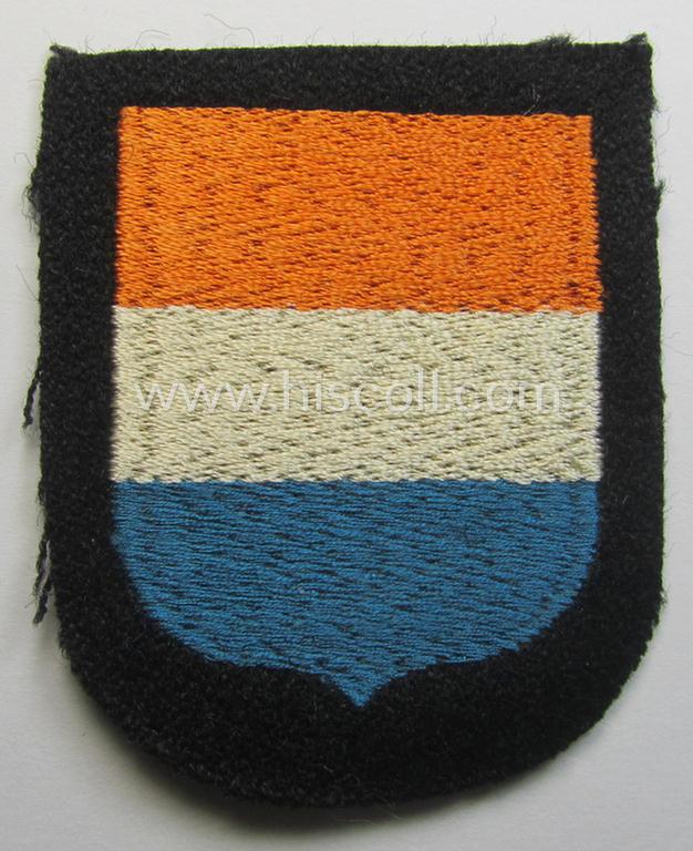 Dutch, Waffen-SS 'volunteer' arm-shield as was specifically intended for usage by soldiers of the: '23. SS Freiwilligen Panzer Grenadier Division' ('Nederland')