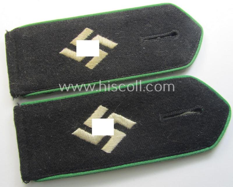 Pair of EM- (ie. NCO-) type 'Sicherheitsdienst'- (ie. 'SD'-) related shoulderstraps: 'Schützmannschaften' (ie. 'Schuma')