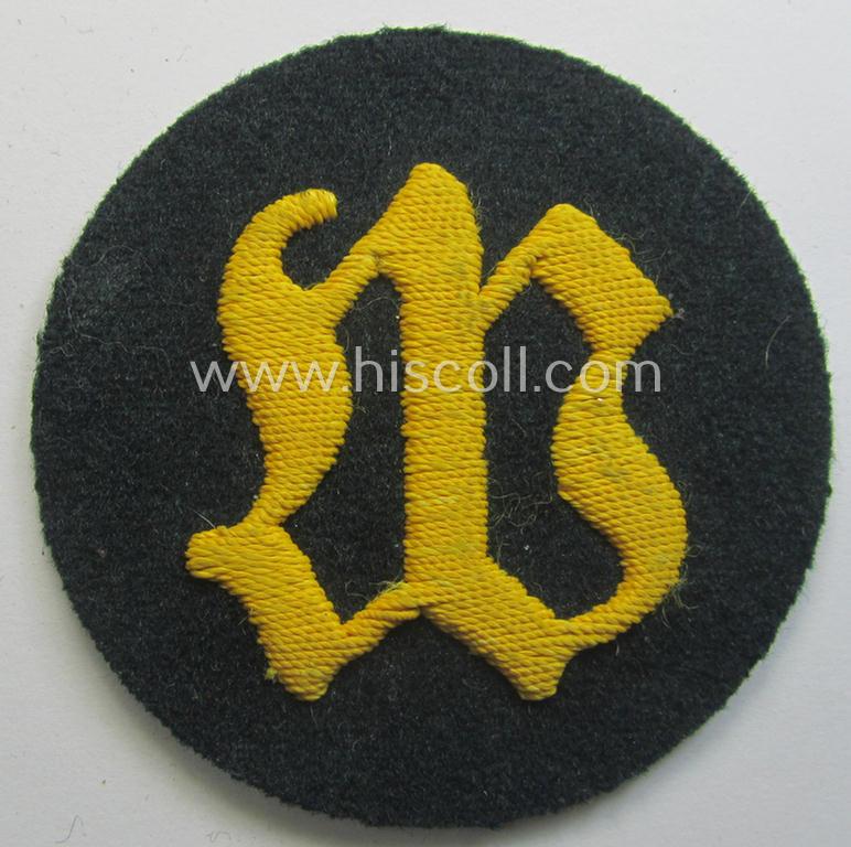WH (Heeres) hand-embroidered trade- and/or special-career arm-insignia: 'Wallmeister' (or: fortification-construction NCO)