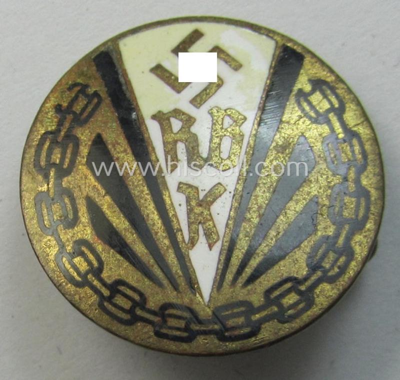 Membership lapel-pin: 'Reichsbund der Körperbehinderten' (or: 'RBK') being a non-maker-marked example that is executed in multi-coloured, enamel