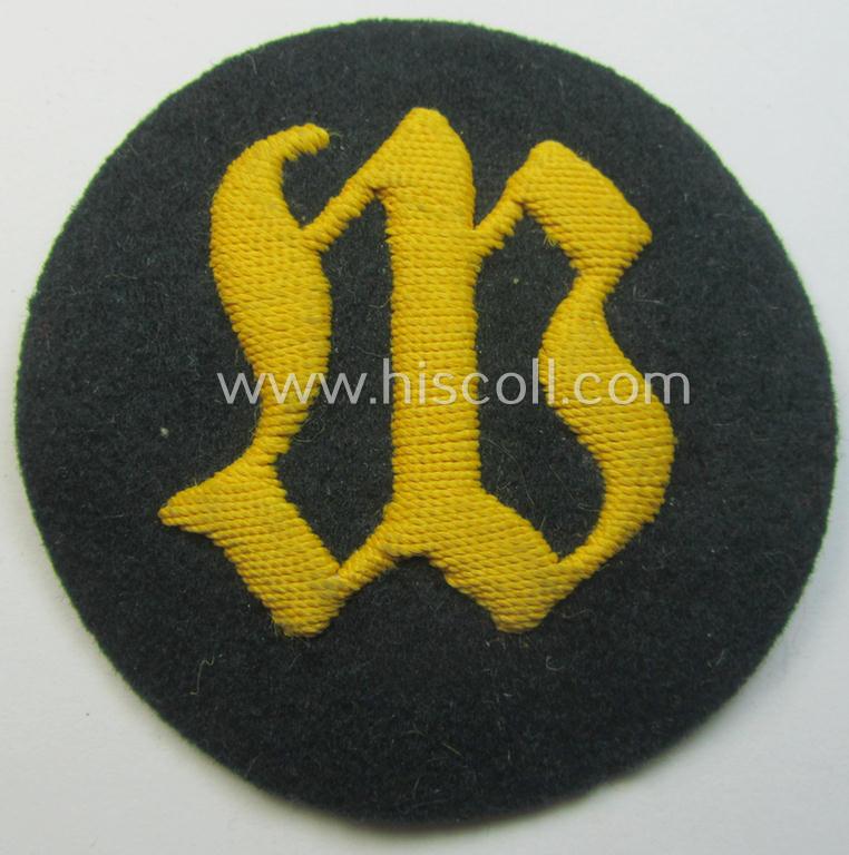 WH (Heeres) hand-embroidered trade- and/or special-career arm-insignia: 'Wallmeister' (or: fortification-construction NCO)