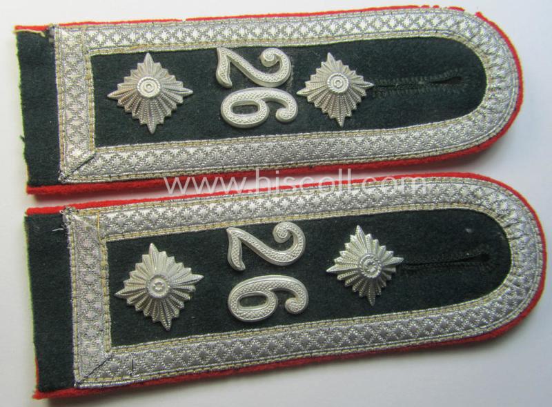 Pair of WH (Heeres) 'cyphered', early-war-period- (ie. 'M36'- ie. 'M40'-pattern and/or rounded-styled) NCO-type shoulderstraps as was intended for an: 'Owm. des Artillerie-Rgts. 26'
