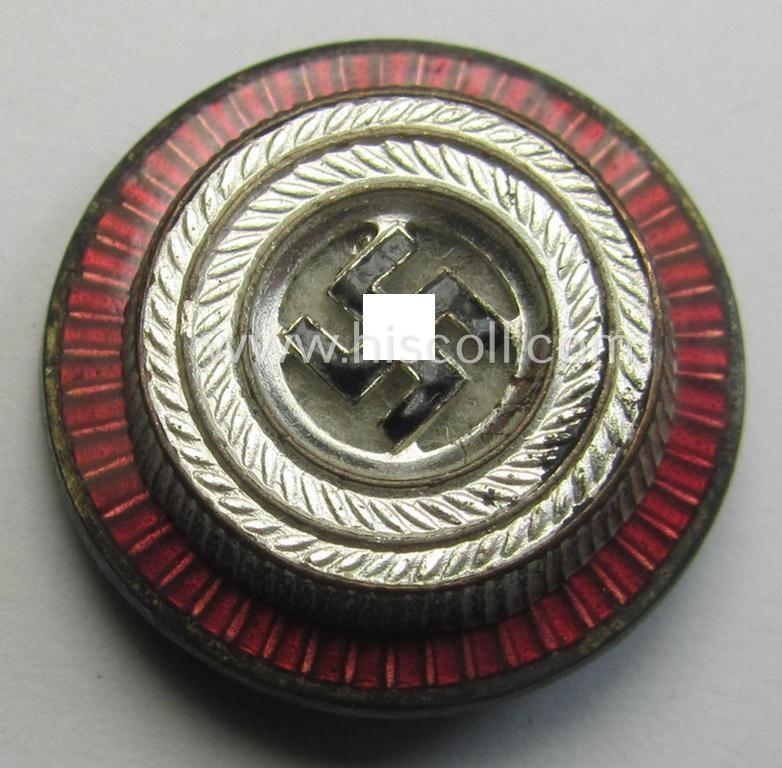 Political-style- (ie. N.S.D.A.P.-related-) multi-pieced visor- (ie. 'Schirmmützen'-) cap-cocarde which is neatly: 'RzM' and/or '8' marked on its back