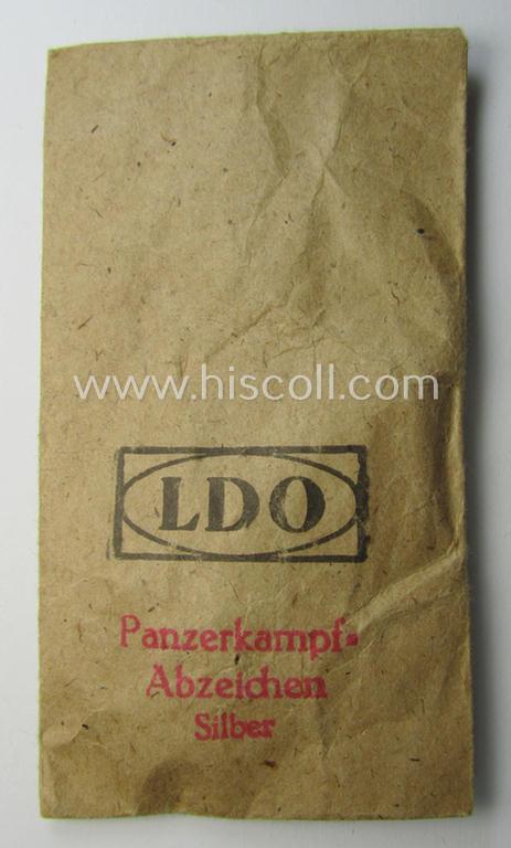 WH (Heeres- ie. Waffen-SS), typical 'Zellstoff'-based (and 'LDO'-marked!) medal-pouch as was intended for a: 'Panzerkampf-Abzeichen in Silber' (or: silver-class PAB)