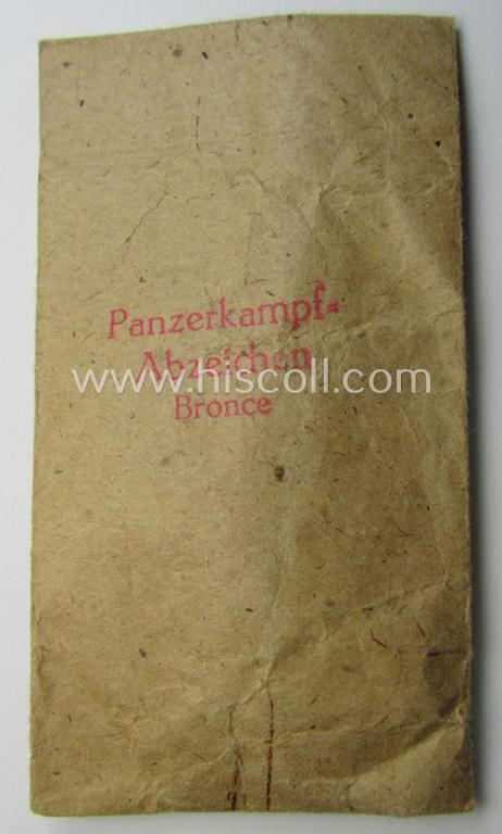 WH (Heeres- ie. Waffen-SS), typical 'Zellstoff'-based (albeit non-maker-marked!) medal-pouch as was intended for a: 'Panzerkampf-Abzeichen in Bronce' (or: bronze-class PAB)