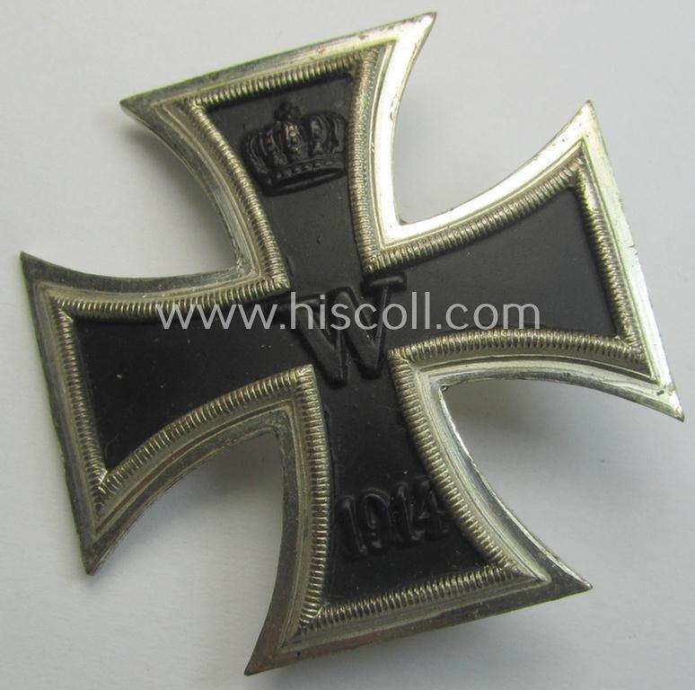 WWI-period, Iron Cross 1st class (or: 'Eisernes Kreuz 1. Klasse') being a very nicely preserved- (albeit typical non-maker-marked!) example that was produced (in the late thirthies) by the: 'Wilh. Deumer'-company