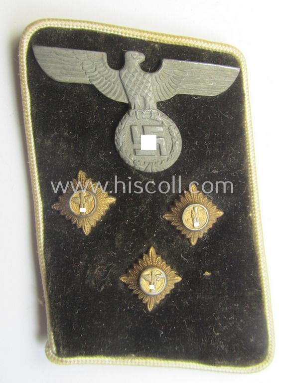 Single, N.S.D.A.P.-type collar-patch (ie. 'Kragenspiegel für pol. Leiter') as intended for usage by an: 'N.S.D.A.P.-Obereinsatzsleiter' at 'Kreis'-level and that comes in a moderately used ie. worn, condition
