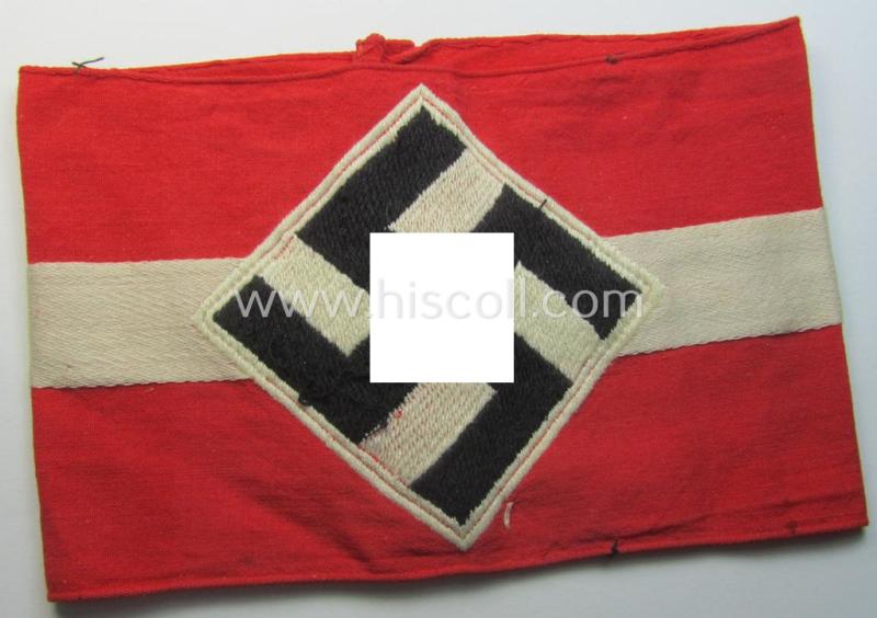 'Variant'-pattern - and just moderately used- ie. worn! - HJ- (ie. 'Hitlerjugend'-) related armband (ie. 'Armbinde')