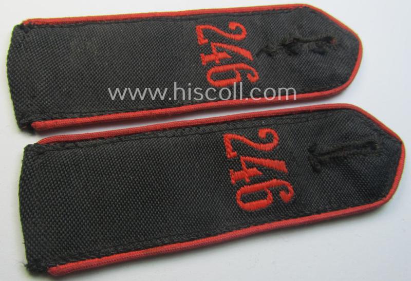 Pair of: 'Allgemeine-HJ' (ie. 'Hitlerjugend'-) shoulderstraps as was intended for usage by a: 'Hitlerjunge' who was attached to the: 'Bann 246' (Bann 246 = 'Bann Hochwald' / 'Gebiet West-Westmark')