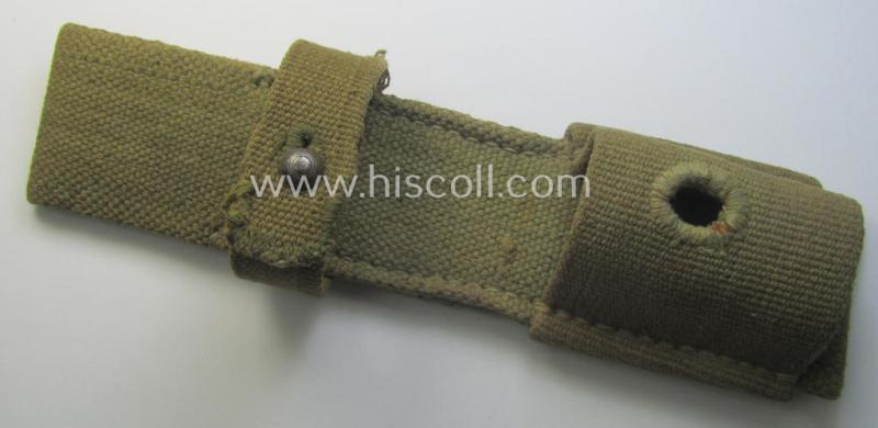 Greenish-yellow-coloured, 'standard-pattern' (and I deem fairly early-war-period-) tropical-issue WH (Heeres o. Luftwaffe), so-called: K98 bayonet-frog (ie. 'Tragetasche o. Koppelschuh')