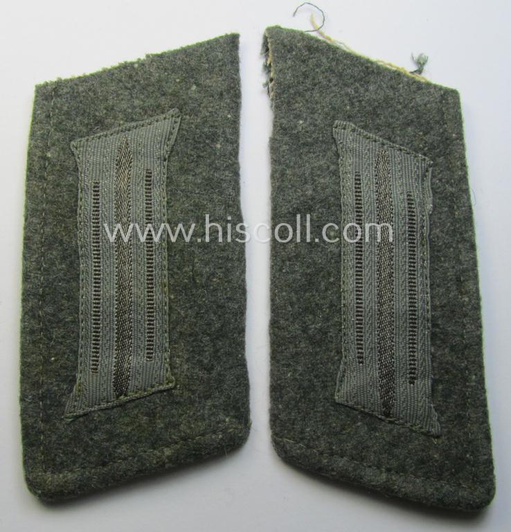Unusually encountered, pair of WH (Heeres) collar-tabs (ie.: 'Einheitskragenspiegel') that comes mounted onto its period pieces of a tunic collar as clearly 'cut-of a tunic'