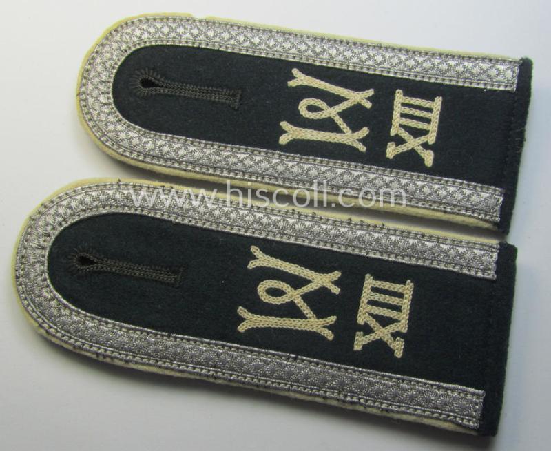 Pair of early- (ie. pre-) war-period WH (Heeres), 'M36'- (ie. 'M40-) pattern (rounded-styled and neatly 'cyphered') NCO-type shoulderstraps as was intended for an: 'Uffz. des Wehr-Ersatzdienstelle im Wehrkreises XIII'
