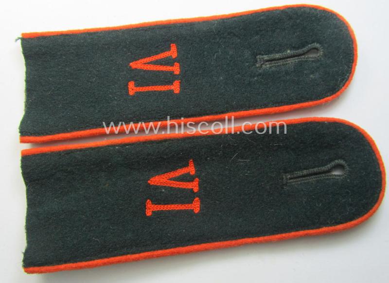 Pair of WH (Heeres) 'M36- o. M40'-type'- and neatly 'cyphered' EM-type shoulderstraps as was intended for usage by a: 'Soldat des Wehr-Ersatzdienstelle im Wehrkreises VI'
