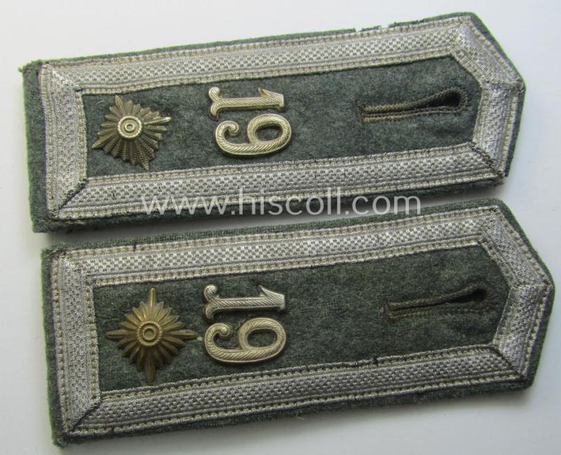 Pair of WH (Heeres), early- (ie. pre-) war-period, 'M36'-pattern (pointed-styled!) and generic-pattern, 'cyphered' NCO-type shoulderstraps as was intended for a: 'Feldwebel des Infanterie-Rgts. 19'