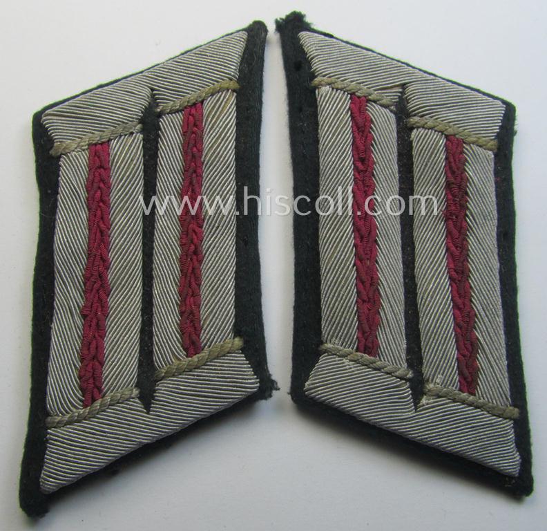 Pair of WH (Heeres) (later-war-pattern) officers'-type collar-tabs (ie. 'Kragenspiegel für Offiziere') as intended for an officer serving within the: 'Veterinär-Truppen o. Generalsstab'