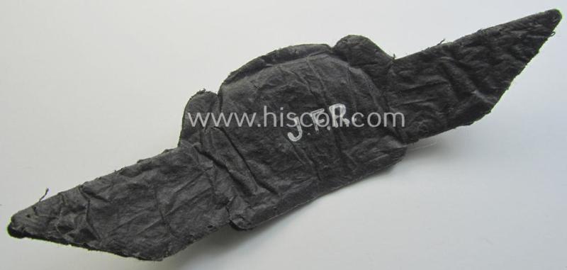 WH (Luftwaffe), hand-embroidered cap-wreath ie. cocarde as intended for a 'Luftwaffe' officers'-type visor-cap (ie. 'Schirmmütze') being a neatly maker- (ie. 'J.F.R.'-) marked example