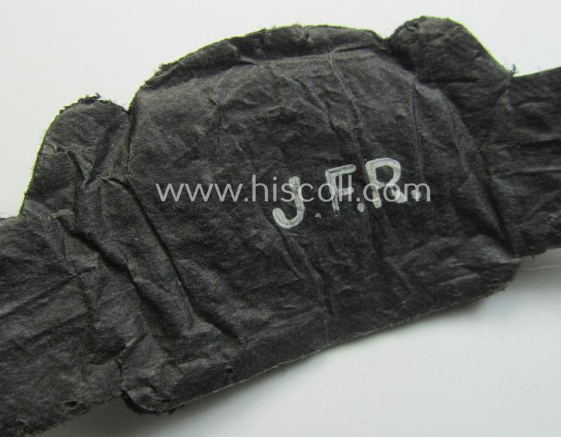 WH (Luftwaffe), hand-embroidered cap-wreath ie. cocarde as intended for a 'Luftwaffe' officers'-type visor-cap (ie. 'Schirmmütze') being a neatly maker- (ie. 'J.F.R.'-) marked example