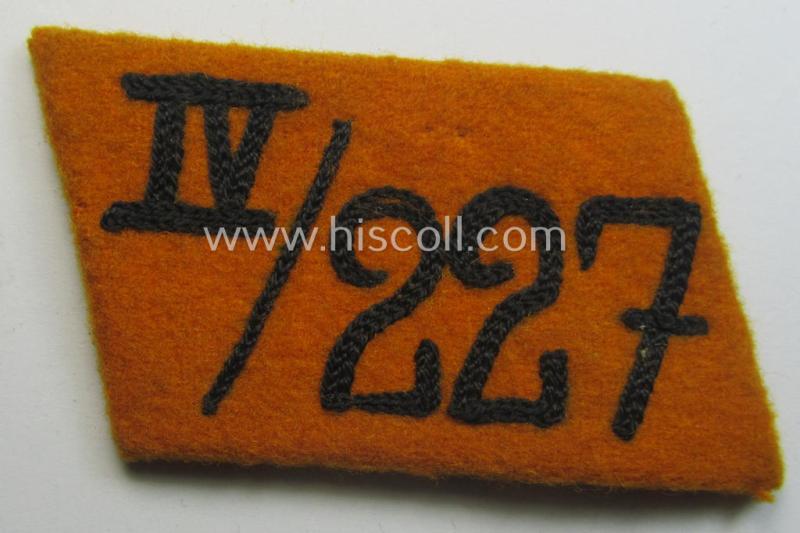 Single, SA (ie. 'Sturmabteilungen') collar-patch (ie. 'Kragenspiegel'): 'SA-Mitglied' serving within the: 'SA-Standarte IV/227' ('SA-Gruppe Elbe o. Neckar')