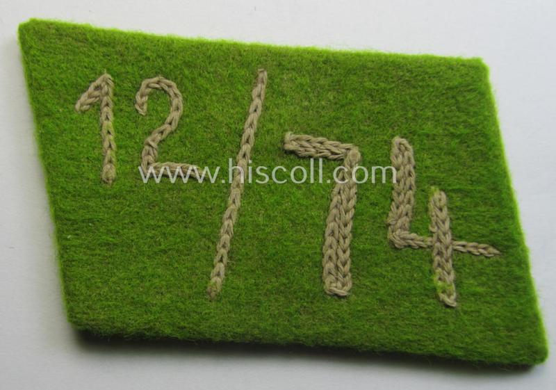 Single, SA (ie. 'Sturmabteilungen') collar-patch (ie. 'Kragenspiegel'): 'SA-Mitglied' serving within the: 'SA-Standarte 12/74' ('SA-Gruppe Nordmark o. Sachsen')