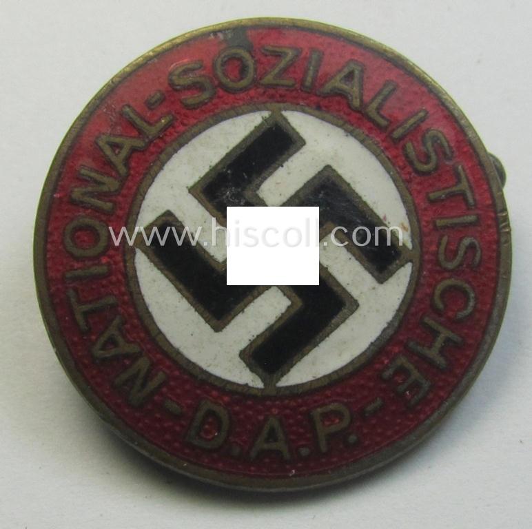 Early-pattern 'N.S.D.A.P. - Parteiabzeichen' showing a (double!): 'Ges.Gesch.'-patent-pending-designation