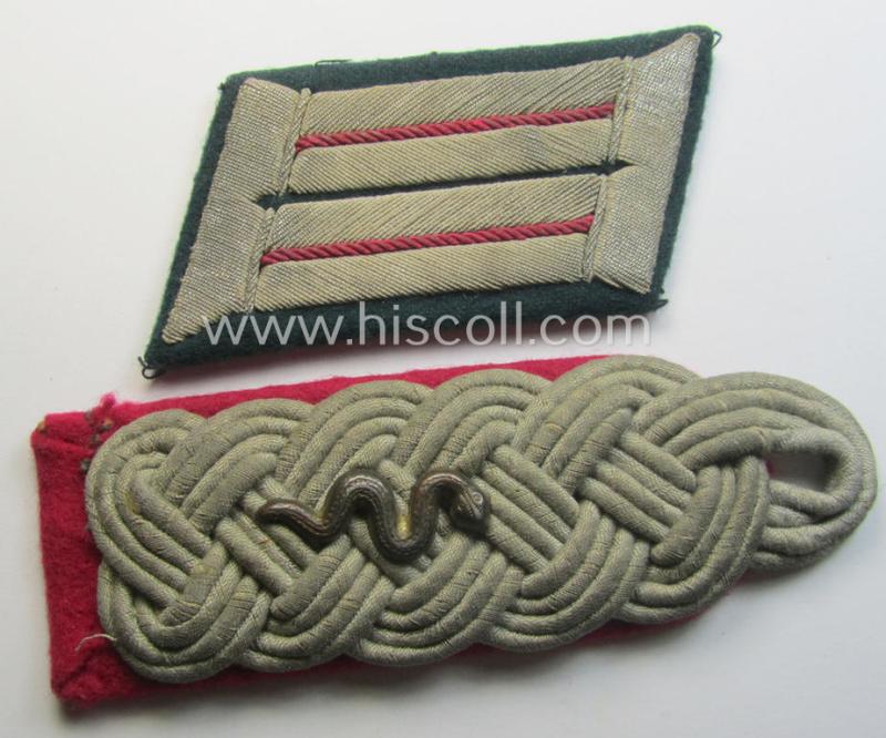 Single, WH (Heeres) officers'-pattern 'cyphered' shoulderboard: 'Major einer Veterinär-Abtlgs.' (and that comes with its accompanying - also single-pieced - collar-tab as found)