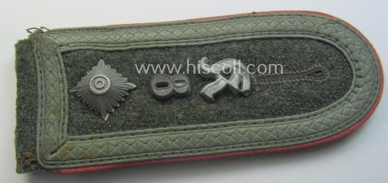 Single - but nevertheless rarely seen! - WH (Heeres) mid-war-period- (ie. 'M43'-pattern) 'cyphered', NCO-type shoulderstrap as was intended for a: 'Feldwebel des Kradschützen-Bataillons 8 der Pz.- u. Inf.-Div.'