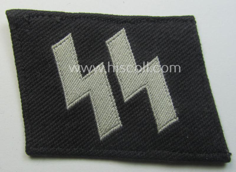 Waffen-SS - so-called: 'BeVo'-woven, enlisted-mens'- (ie. NCO-) type so-called: 'runes'-collar-tab as was intended for usage by the soldiers (ie. NCOs) of the Waffen-SS throughout the war