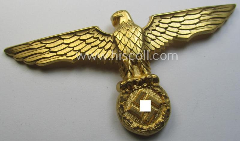 Larger-sized, WH (Kriegsmarine): 'DAK' (ie. 'Deutsches Afrikakorps') zinc- (ie. 'Feinzink'-) based- and/or 'Feuervergoldetes' so-called: 'pith-helmet' eagle-device