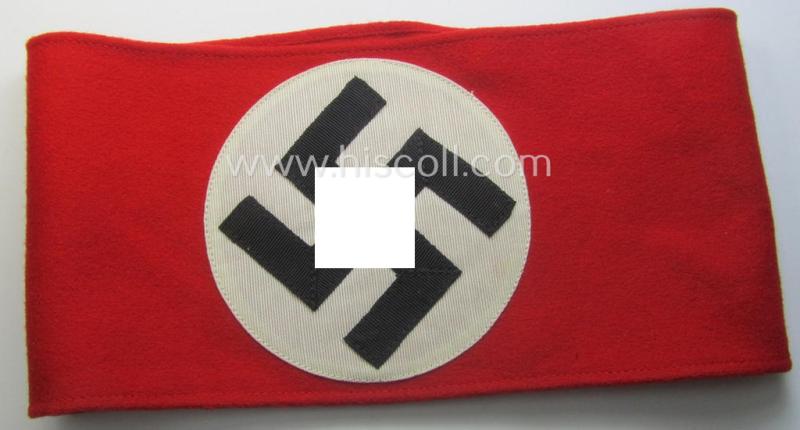 'Extra Qualität', N.S.D.A.P.-pattern, smooth-woolen-based swastika-armband (ie. 'Armbinde') that still retains its period 'RzM'-etiket
