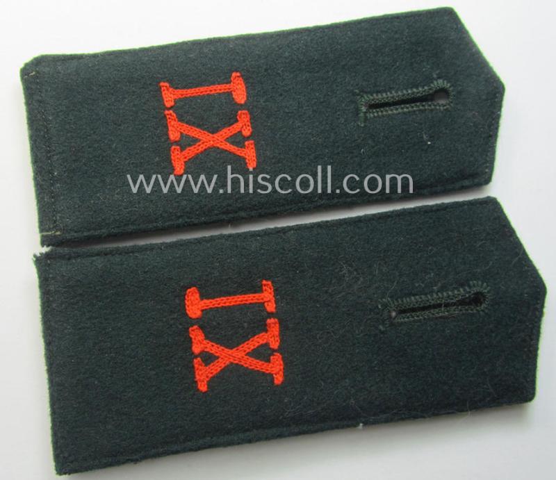 Pair of WH (Heeres) 'M36- o. M40'-type'- and neatly 'cyphered' EM-type shoulderstraps as was intended for usage by a: 'Soldat des Wehr-Ersatzdienstelle im Wehrkreises IX'